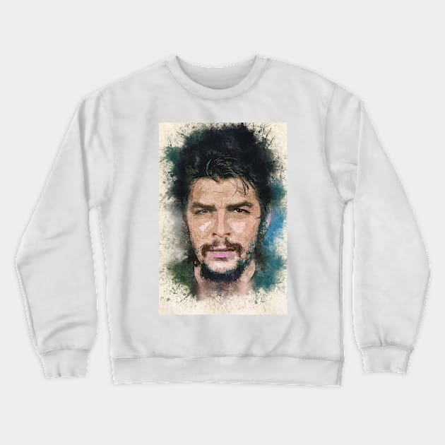 Ernesto CHE Guevara Abstract Watercolor Portrait Crewneck Sweatshirt by Naumovski